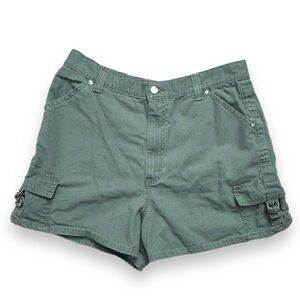 Vintage 90s Riveted by Lee Green Denim Cargo Shorts Women’s Size 14 High Rise